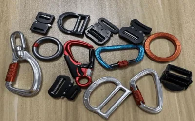 Professional fall protection hardware products including D-rings and buckles